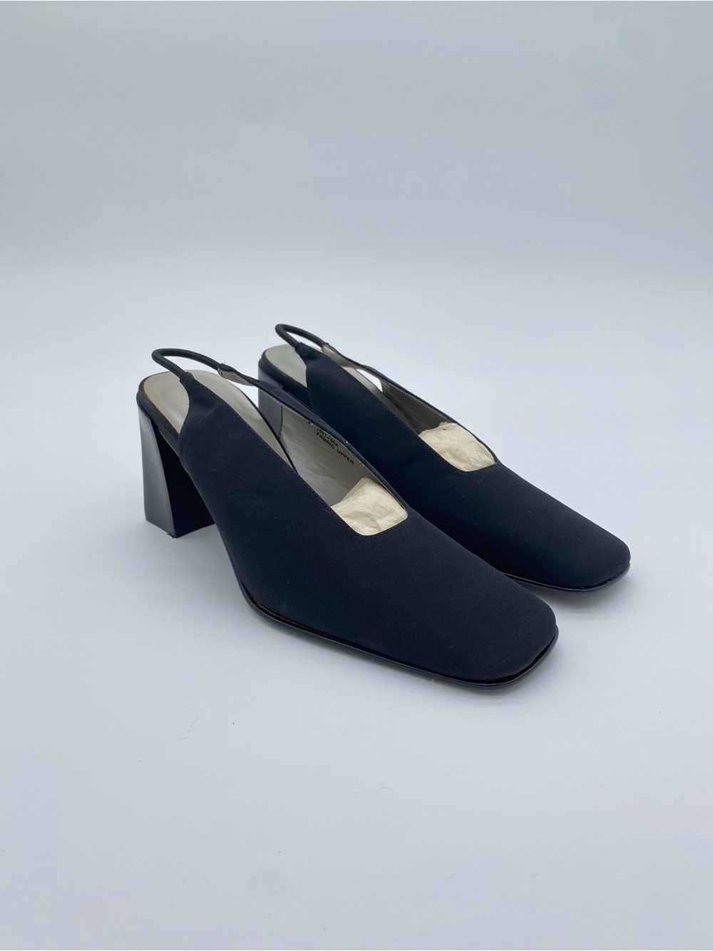 Vintage 90s Deadstock Slingback Heels Black Goth Office Siren